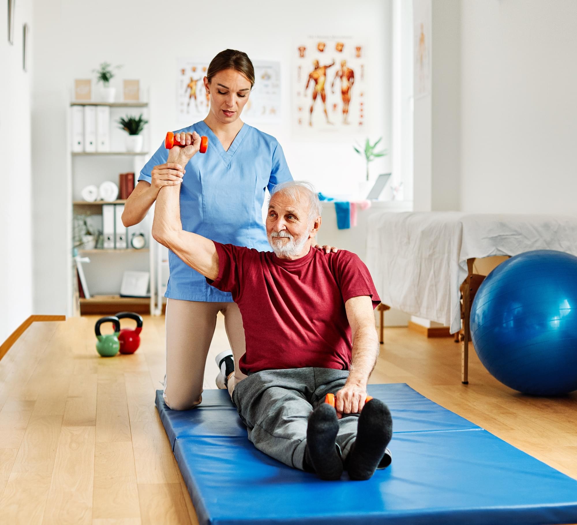 nurse doctor senior care exercise physical therapy exercising help assistence retirement home